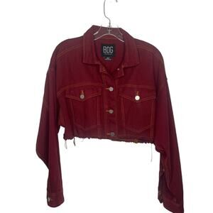 BDG Urban Outfitters Womens Red Jacket Size Small Denim Long Sleeve Button Front